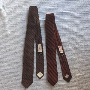 2 vintage Brown and Red Striped Ties by McInerny Honolulu
